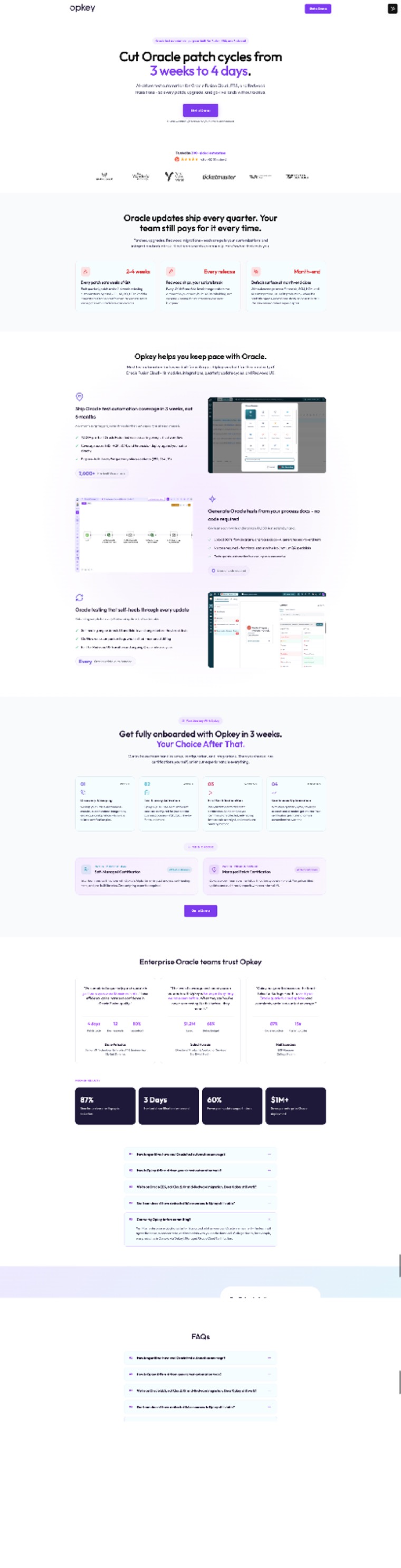 Opkey landing page